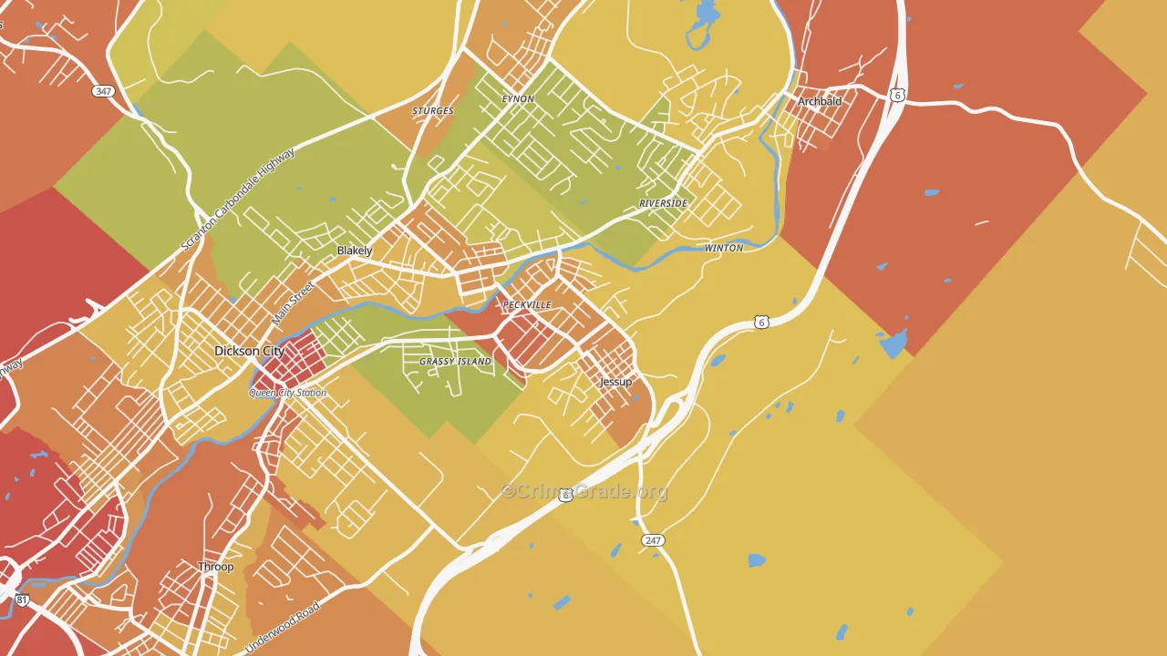 Jessup, PA Map of Burglary Rates