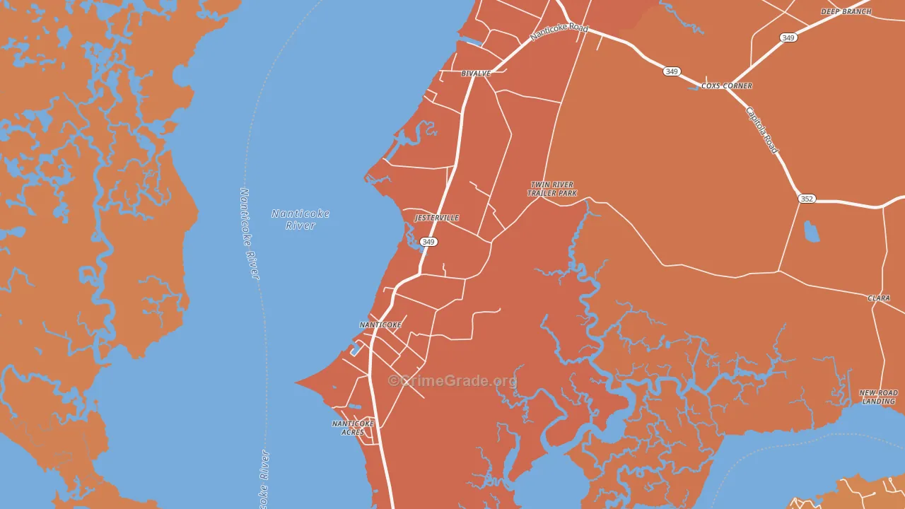 Jesterville, MD Map of Burglary Rates
