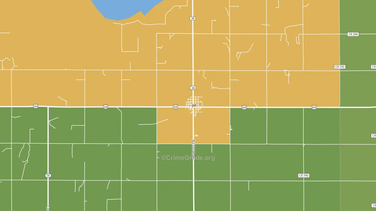 Jet, OK Map of Burglary Rates