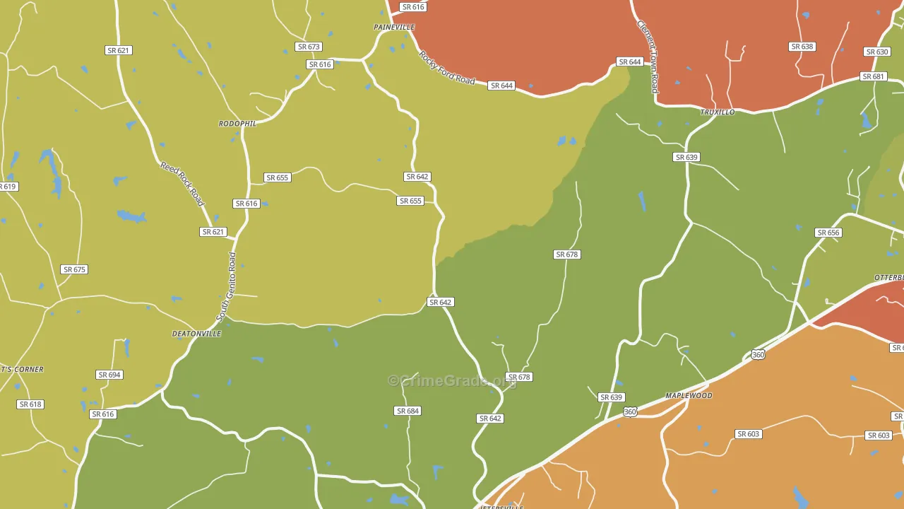 Jetersville, VA Map of Burglary Rates