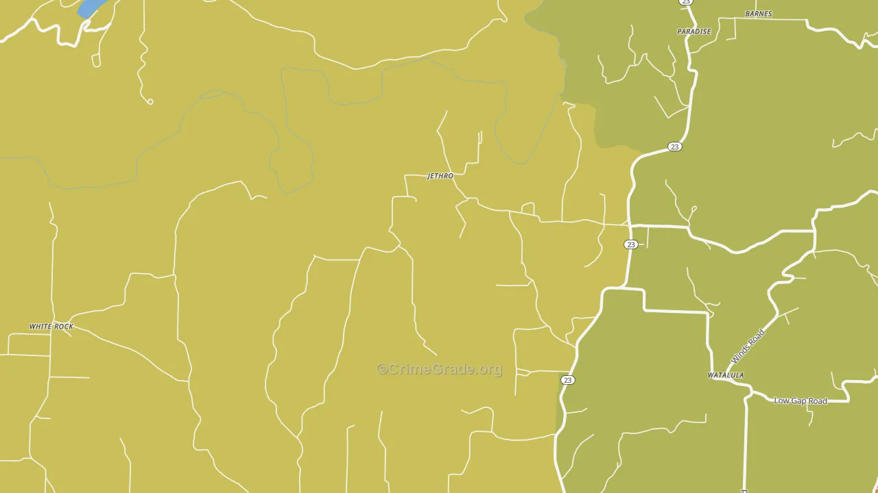 Jethro, AR Map of Burglary Rates