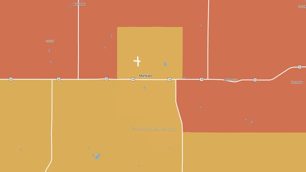 Jewell County, KS Map of Burglary Rates
