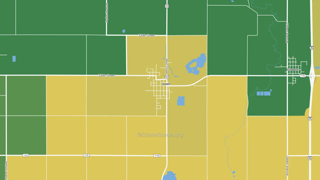 Jewell Junction, IA Map of Burglary Rates