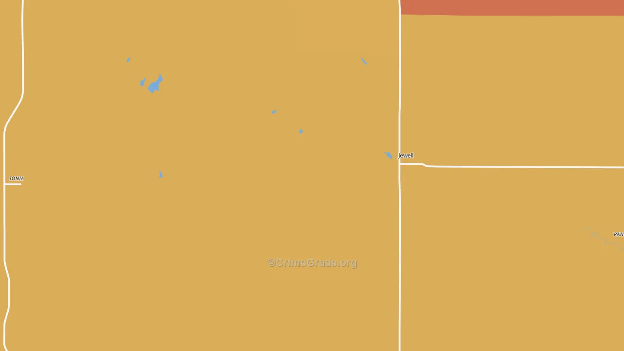 Jewell, KS Map of Burglary Rates