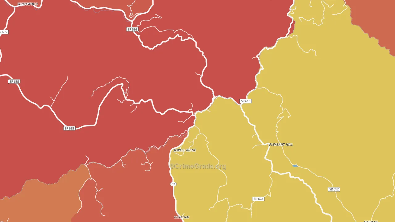 Jewell Ridge, VA Map of Burglary Rates