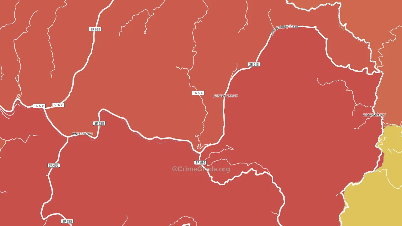 Jewell Valley, VA Map of Burglary Rates