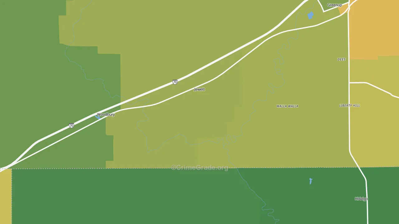Jewett, IL Map of Burglary Rates