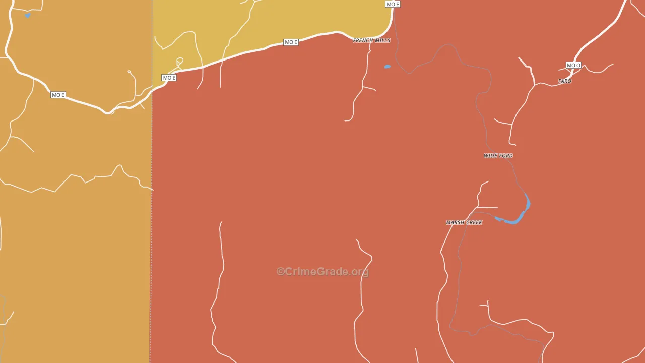 Jewett, MO Map of Burglary Rates