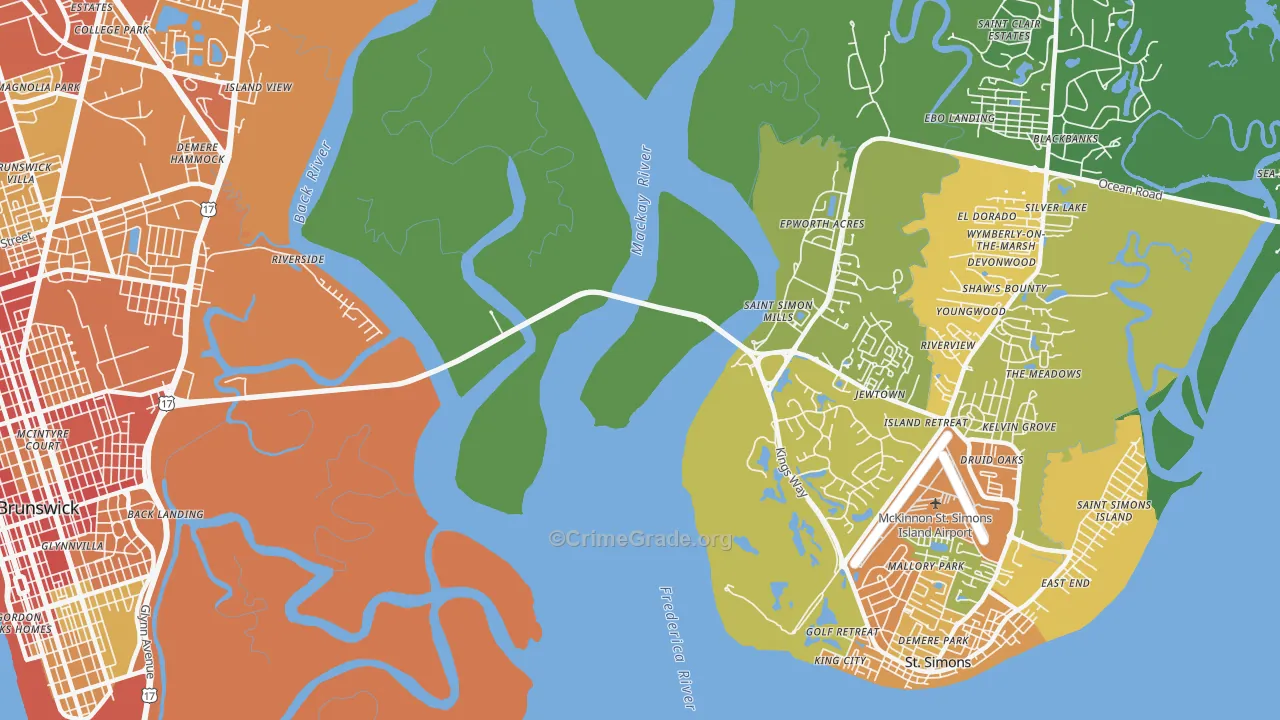 Jewtown, GA Map of Burglary Rates