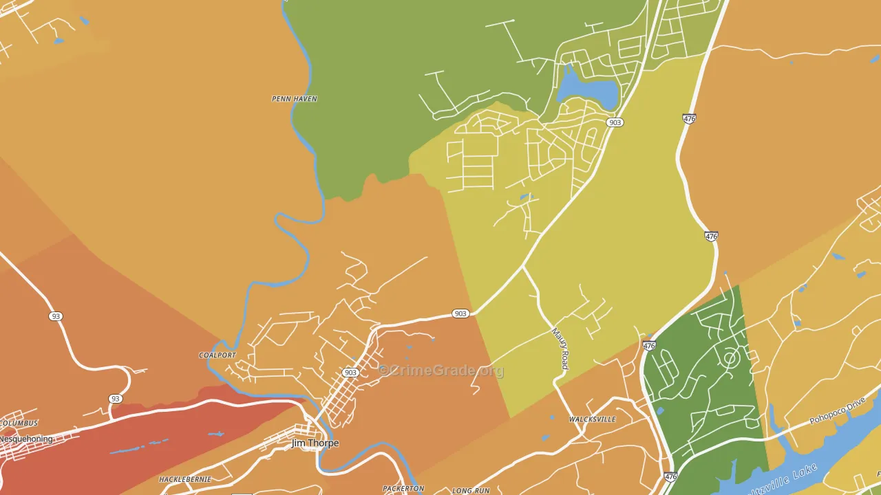 Jim Thorpe, PA Map of Burglary Rates