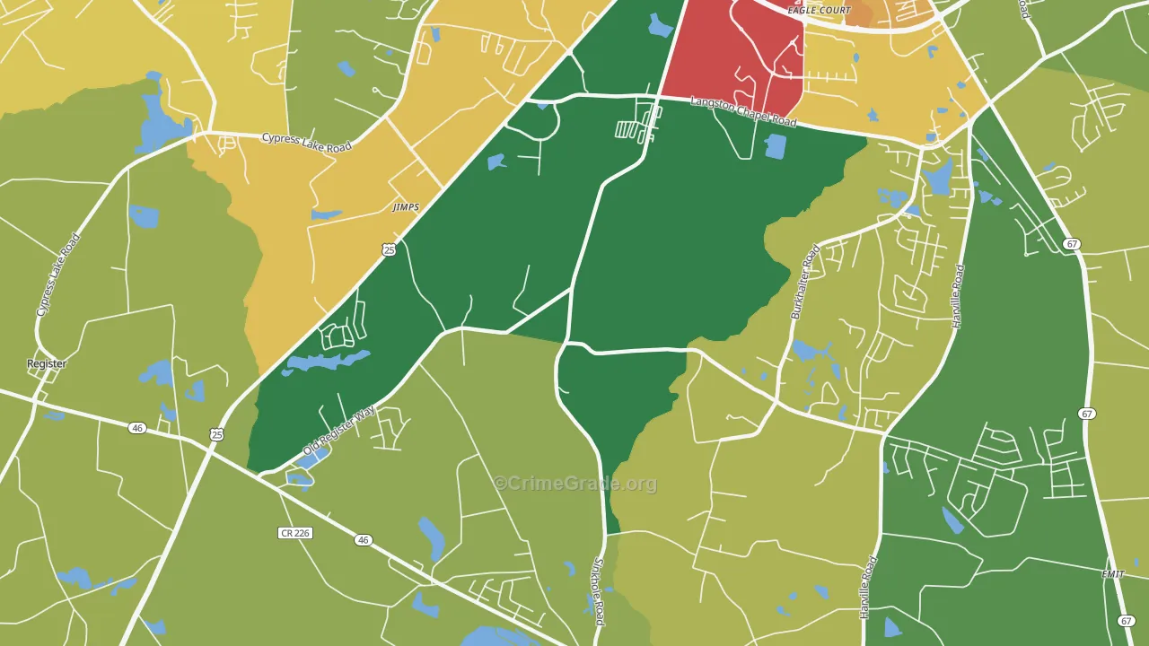 Jimps, GA Map of Burglary Rates