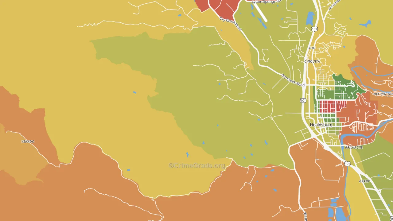 Jimtown, CA Map of Burglary Rates