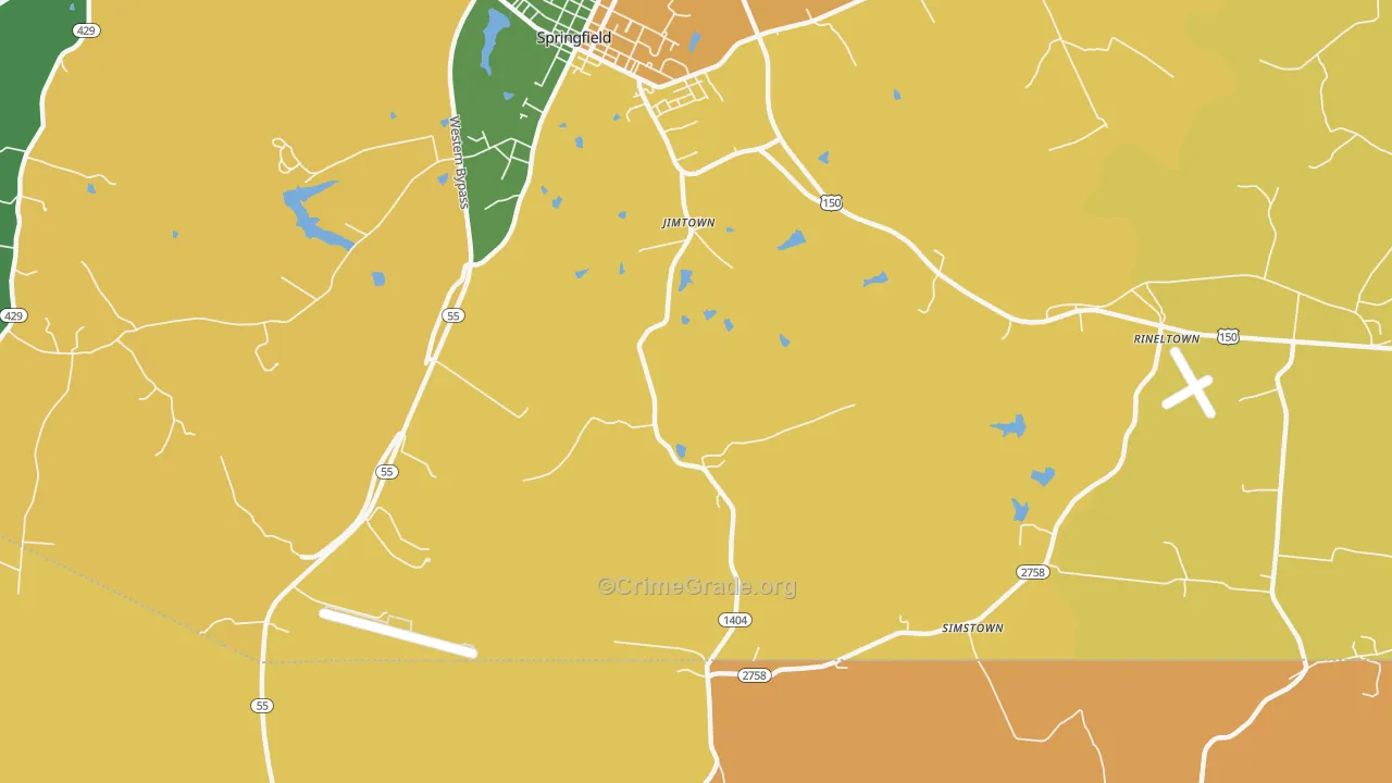Jimtown, KY Map of Burglary Rates