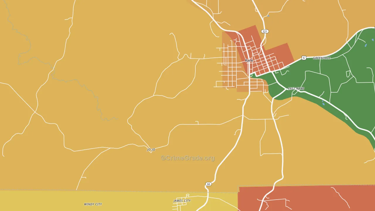 Jo Jo, PA Map of Burglary Rates