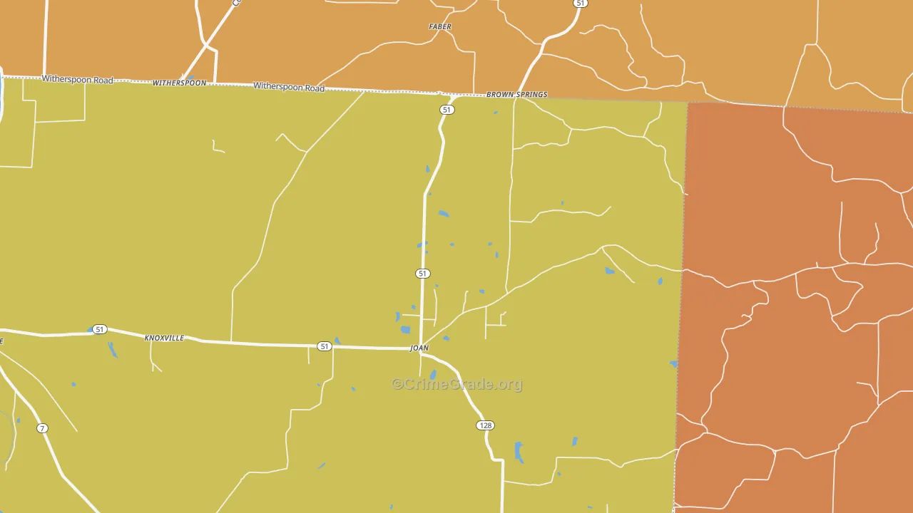 Joan, AR Map of Burglary Rates