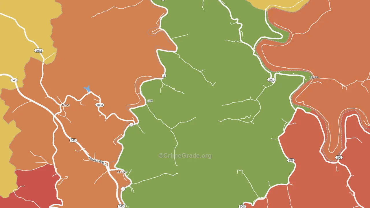 Job, KY Map of Burglary Rates