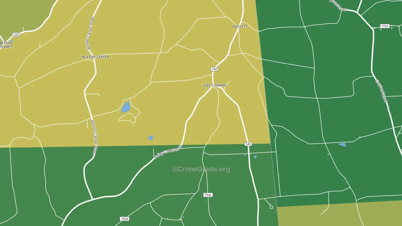 Jobs Corners, PA Map of Burglary Rates
