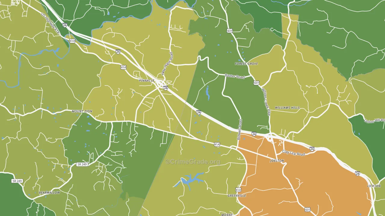 Joelton, TN Map of Burglary Rates