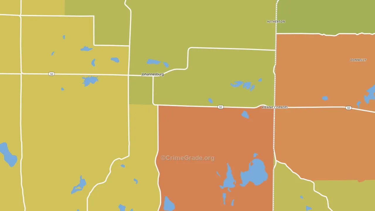 Johannesburg, MI Map of Burglary Rates