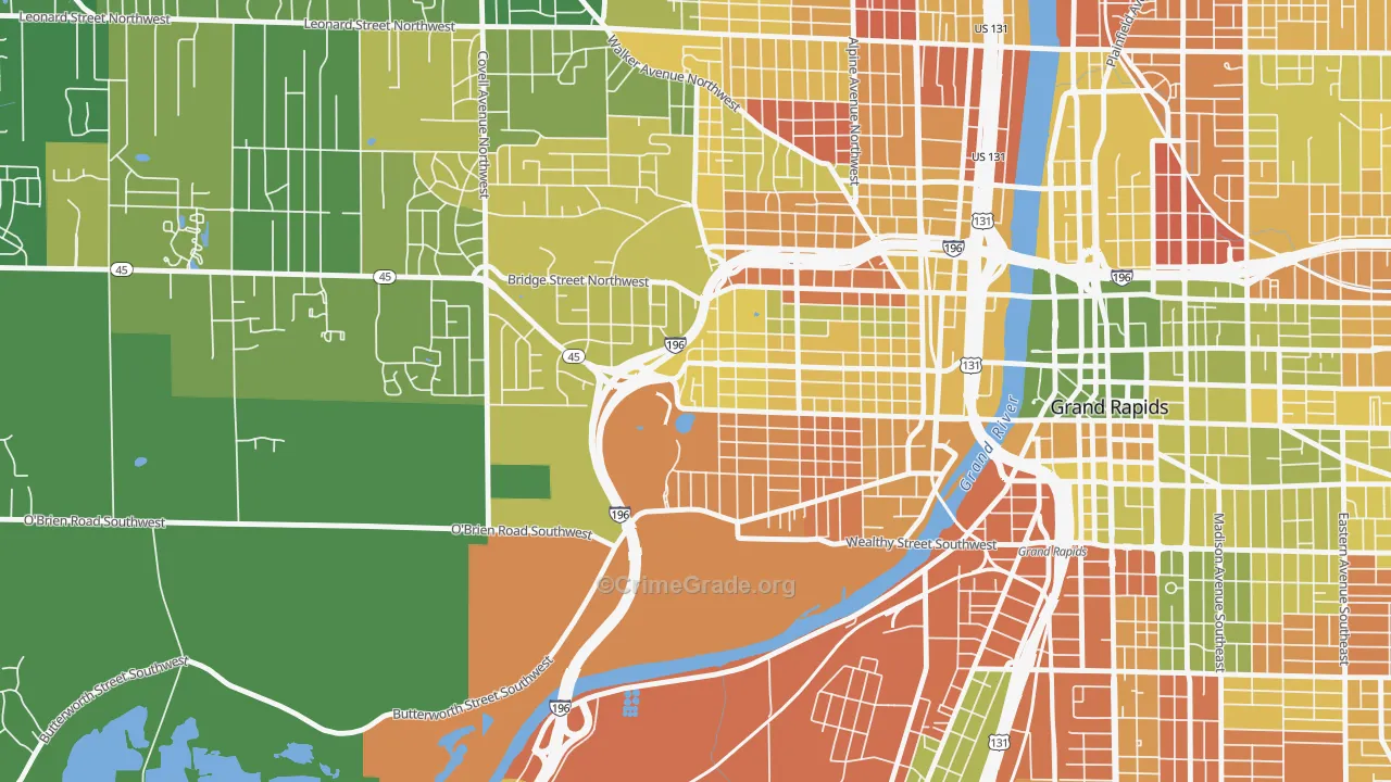 John Ball Park, Grand Rapids, MI Map of Burglary Rates