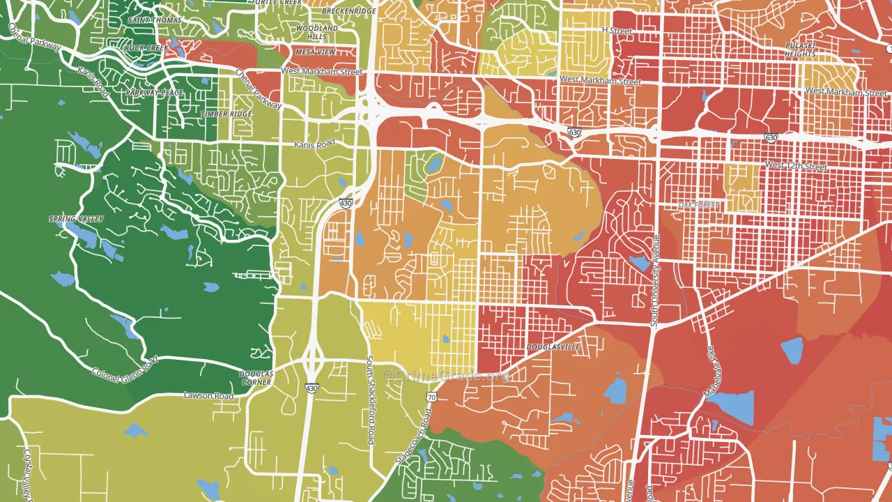 John Barrow, Little Rock, AR Map of Burglary Rates