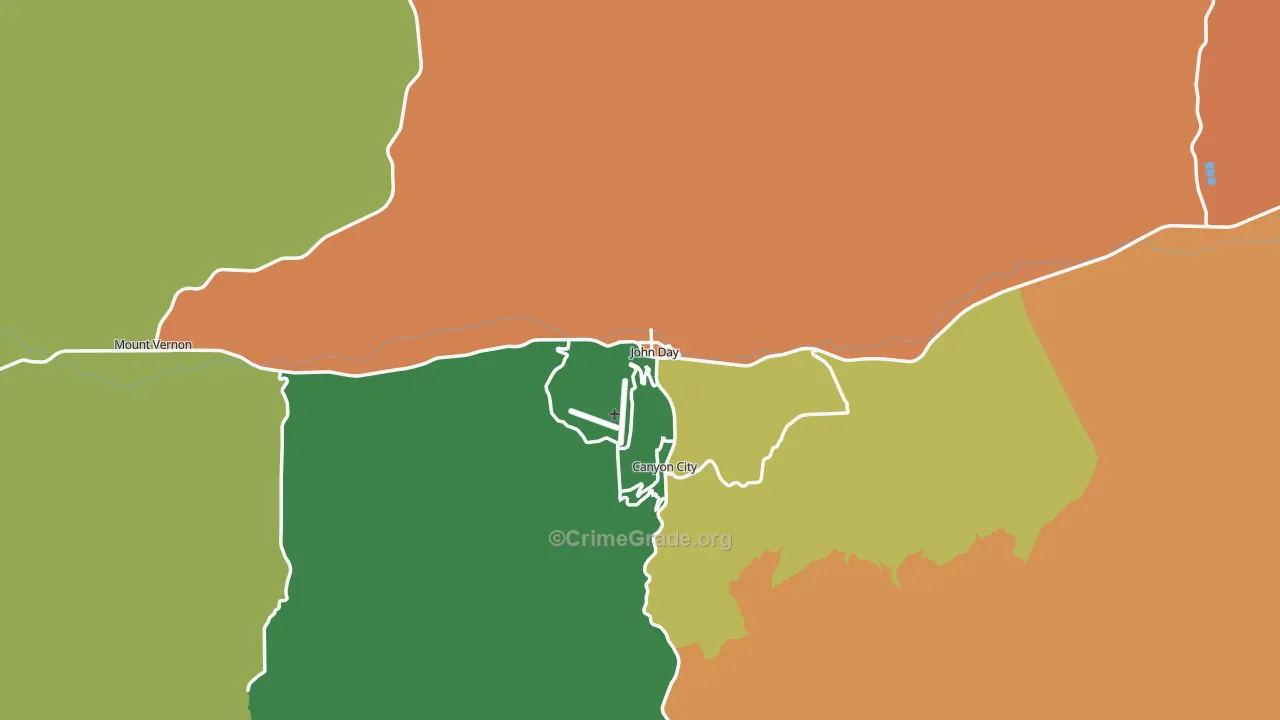 John Day, OR Map of Burglary Rates