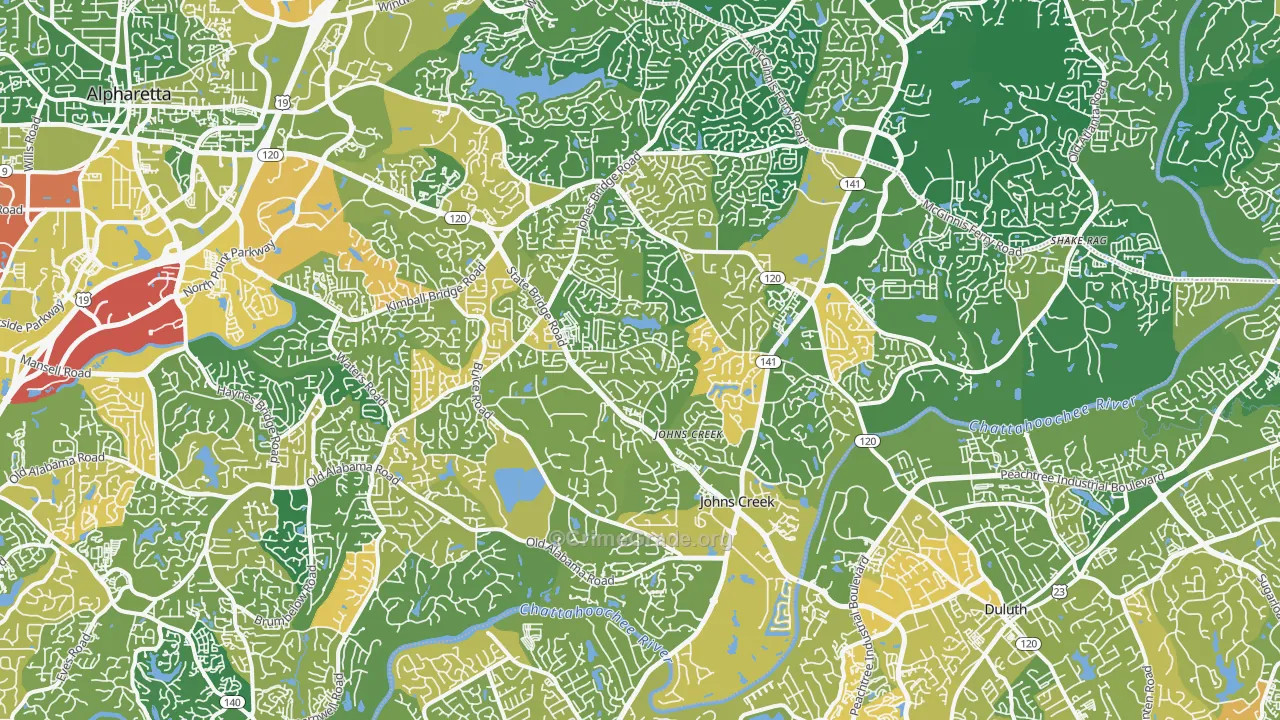Johns Creek, GA Map of Burglary Rates