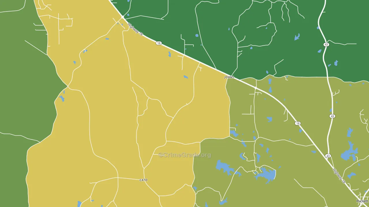 Johns, MS Map of Burglary Rates