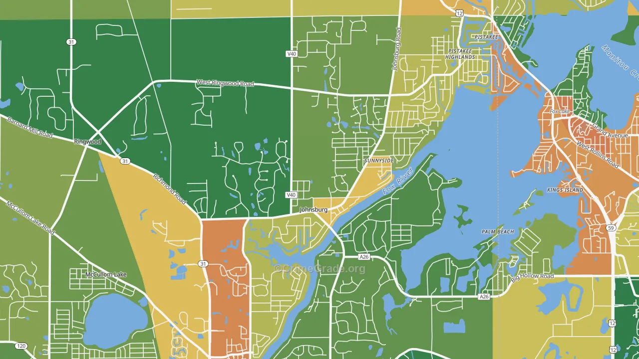 Johnsburg, IL Map of Burglary Rates