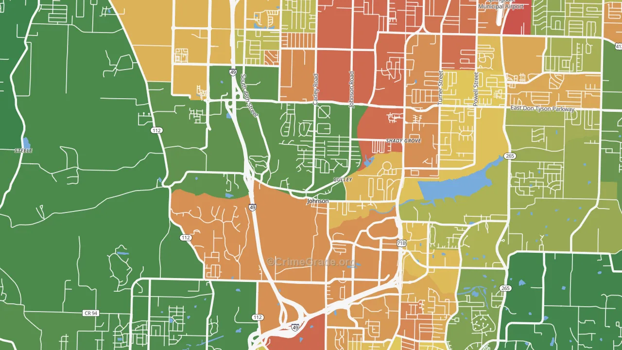 Johnson, AR Map of Burglary Rates