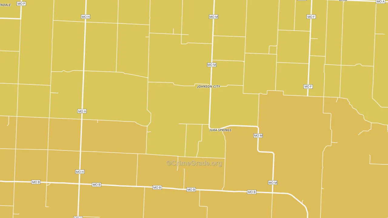 Johnson City, MO Map of Burglary Rates