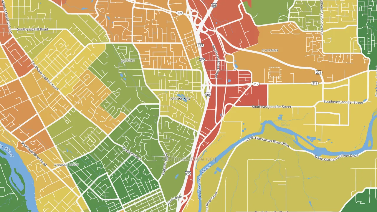 Johnson City, OR Map of Burglary Rates