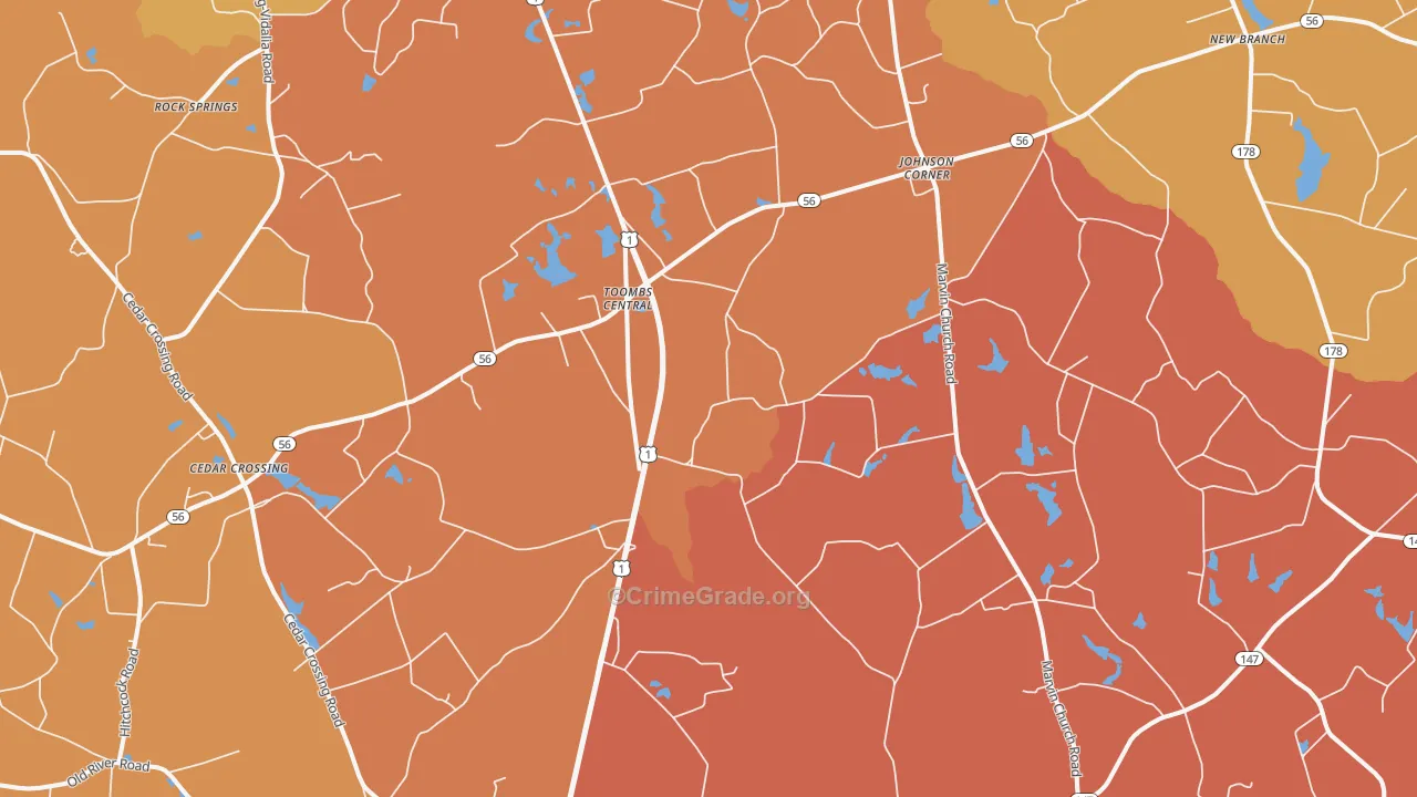 Johnson Corner, GA Map of Burglary Rates
