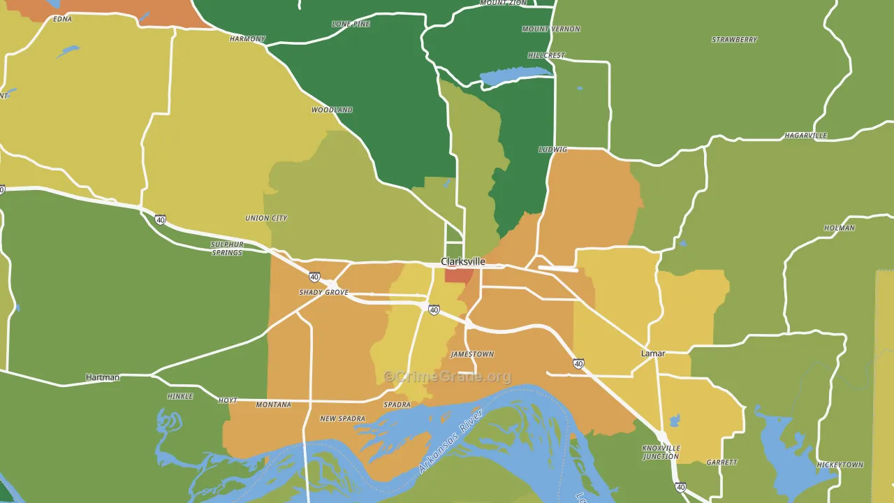 Johnson County, AR Map of Burglary Rates