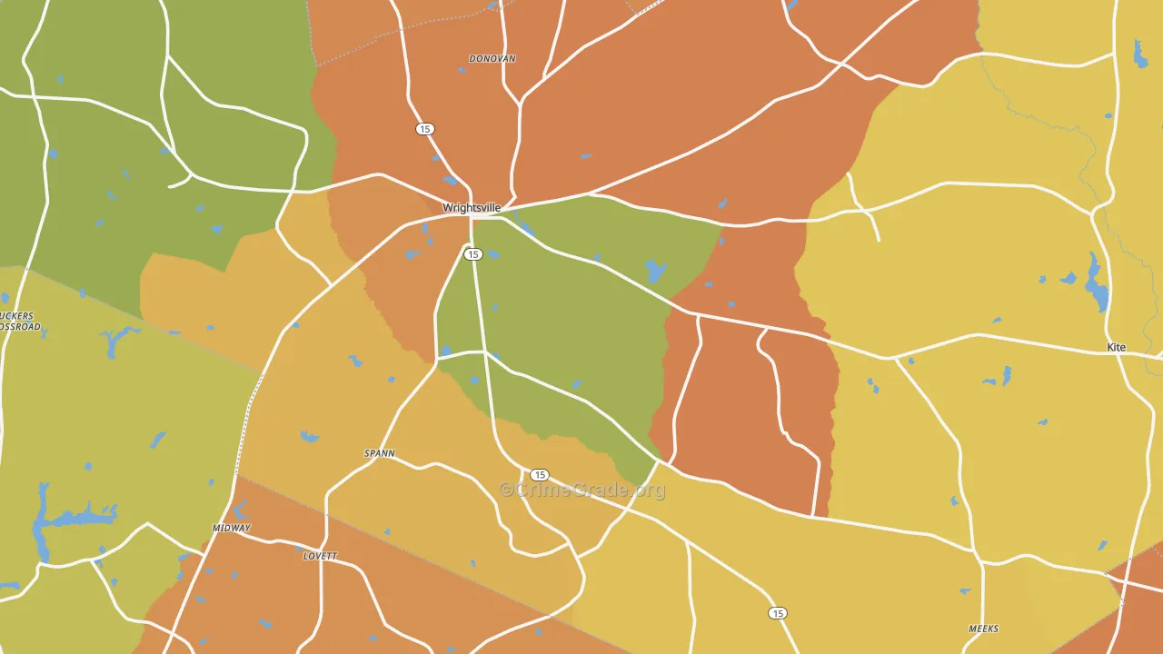 Johnson County, GA Map of Burglary Rates