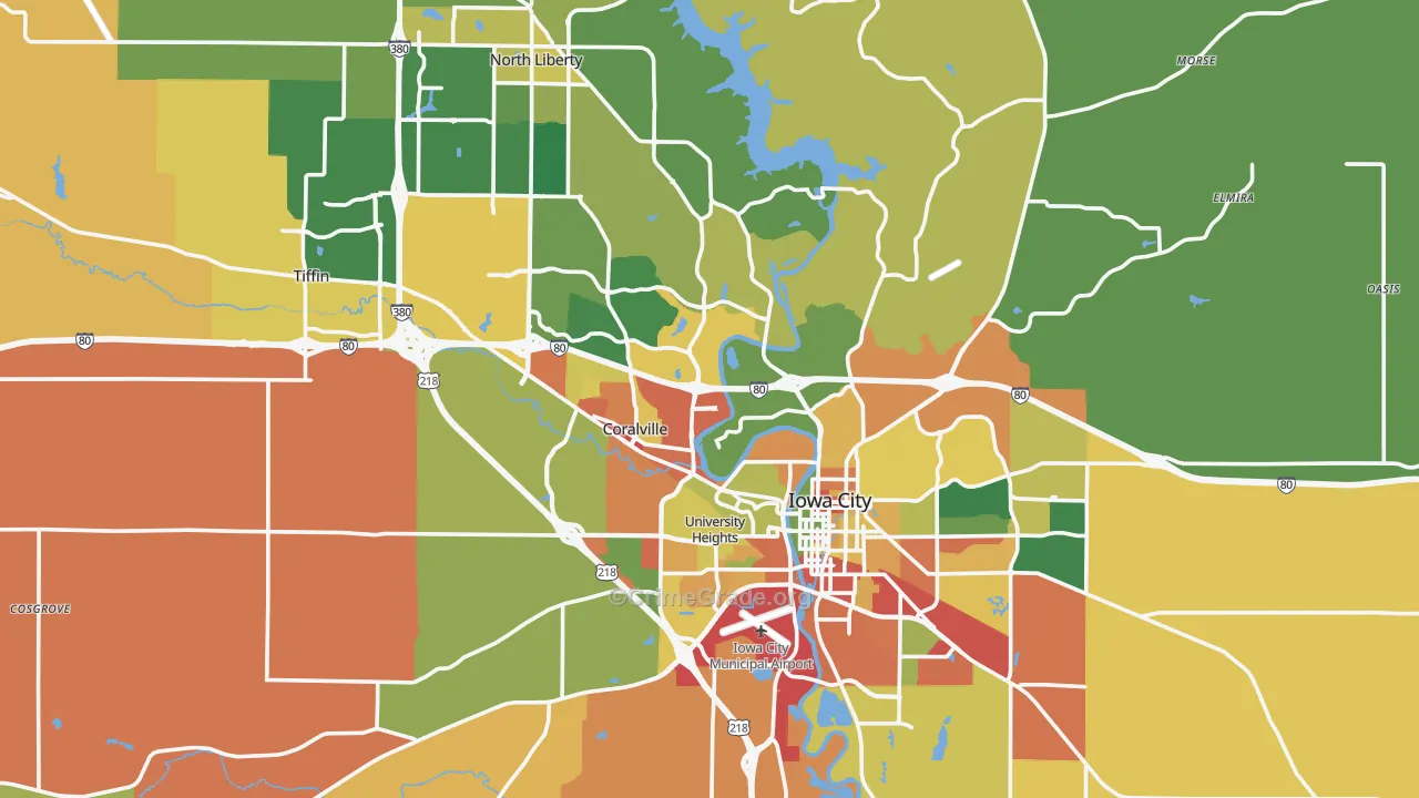 Johnson County, IA Map of Burglary Rates