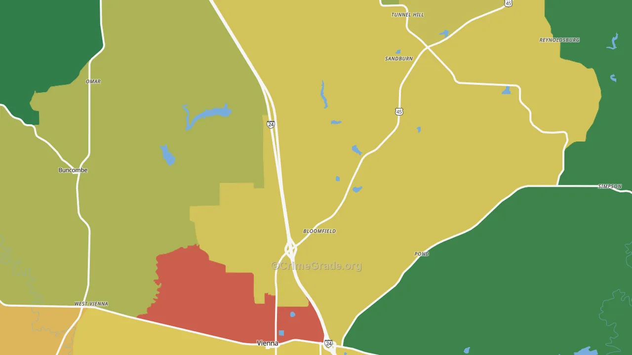 Johnson County, IL Map of Burglary Rates