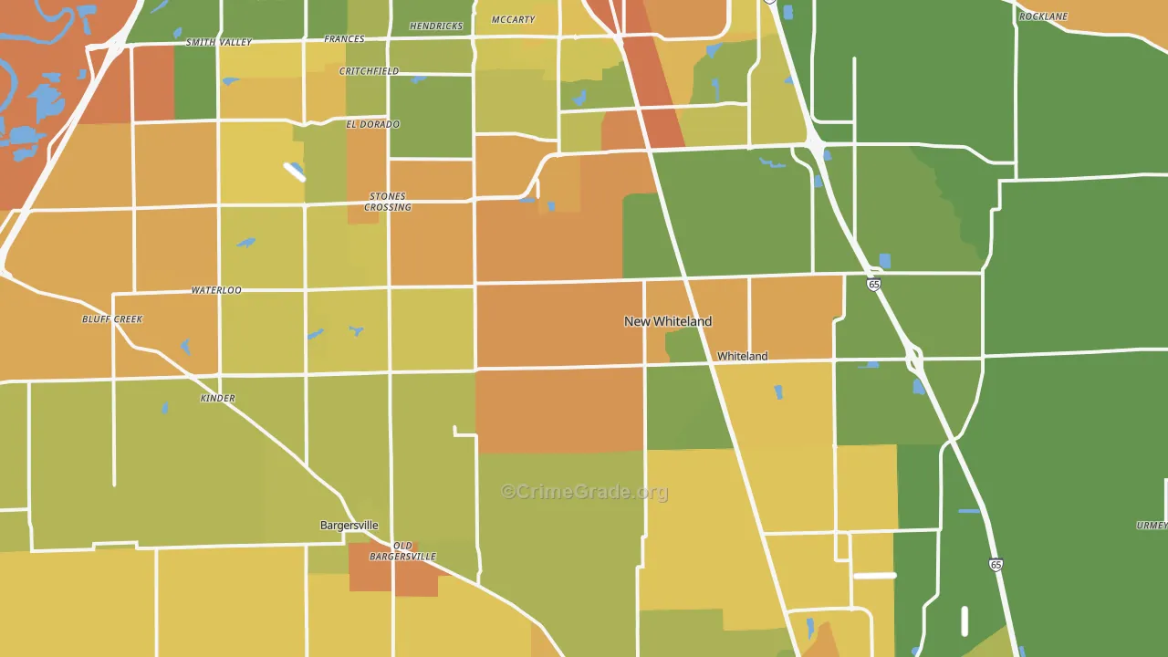 Johnson County, IN Map of Burglary Rates