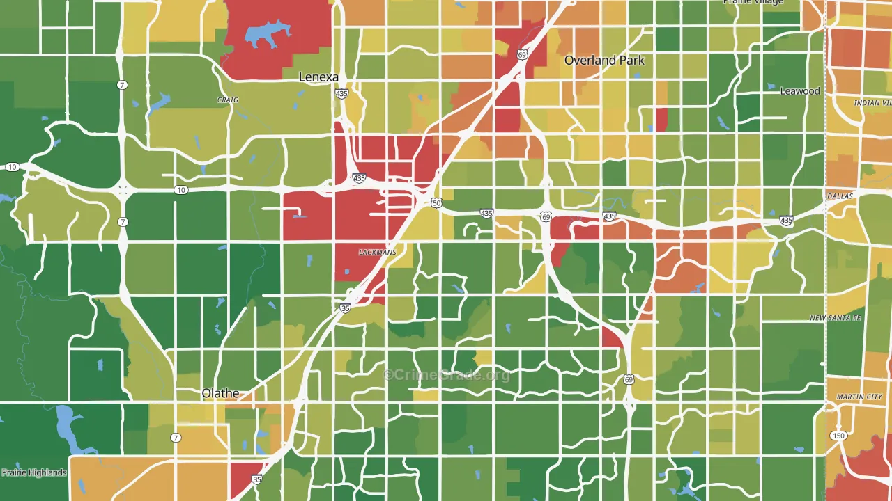 Johnson County, KS Map of Burglary Rates