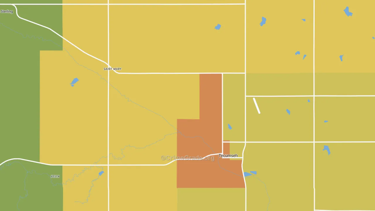Johnson County, NE Map of Burglary Rates