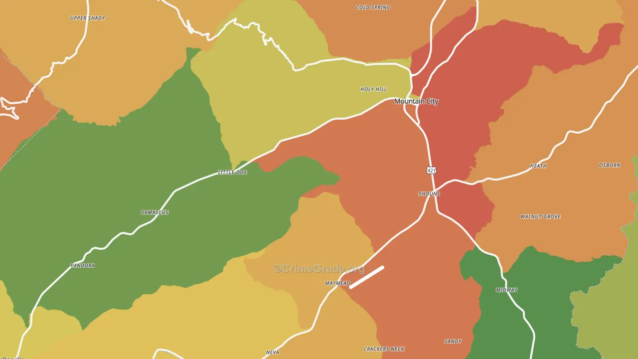 Johnson County, TN Map of Burglary Rates