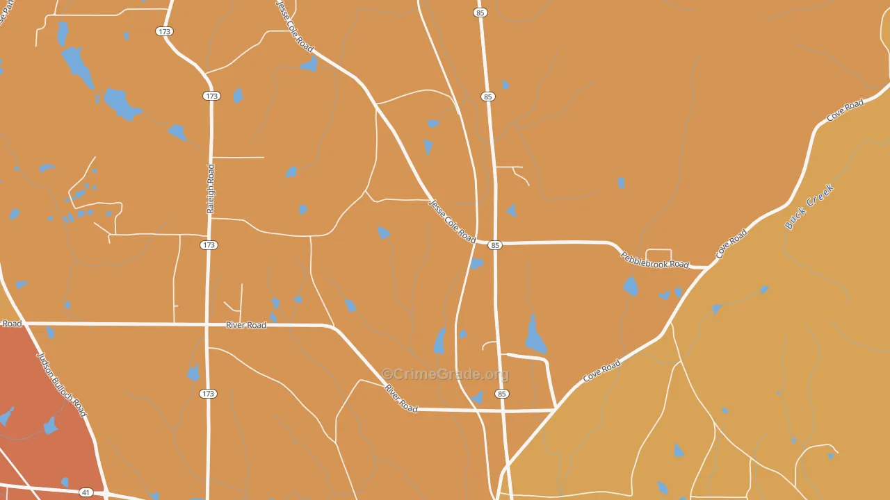 Johnson Crossroads, GA Map of Burglary Rates