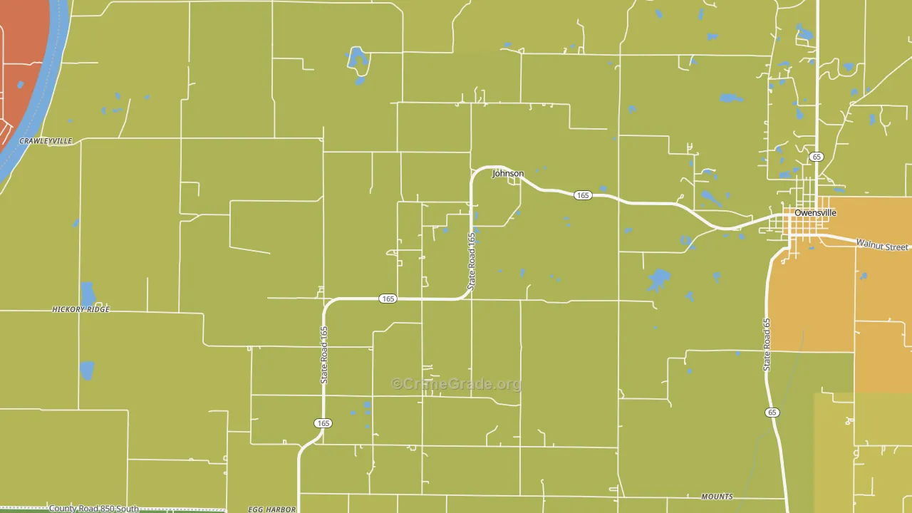 Johnson, IN Map of Burglary Rates