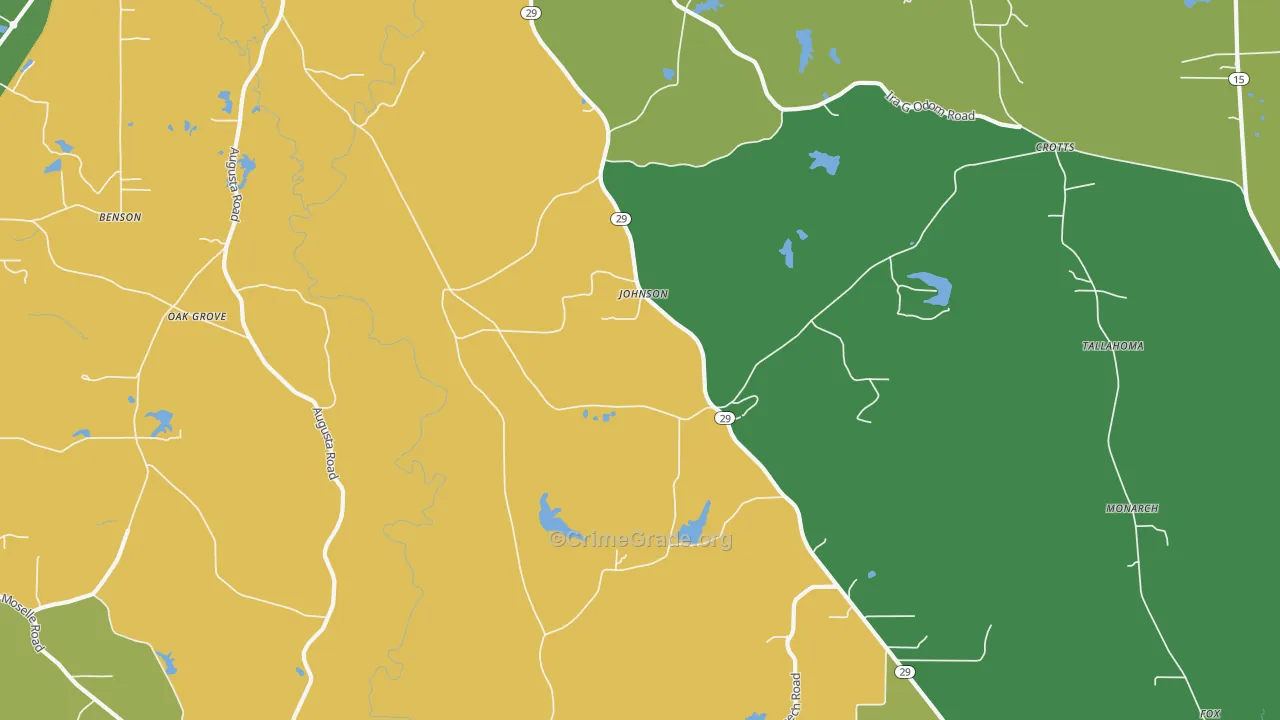 Johnson, MS Map of Burglary Rates