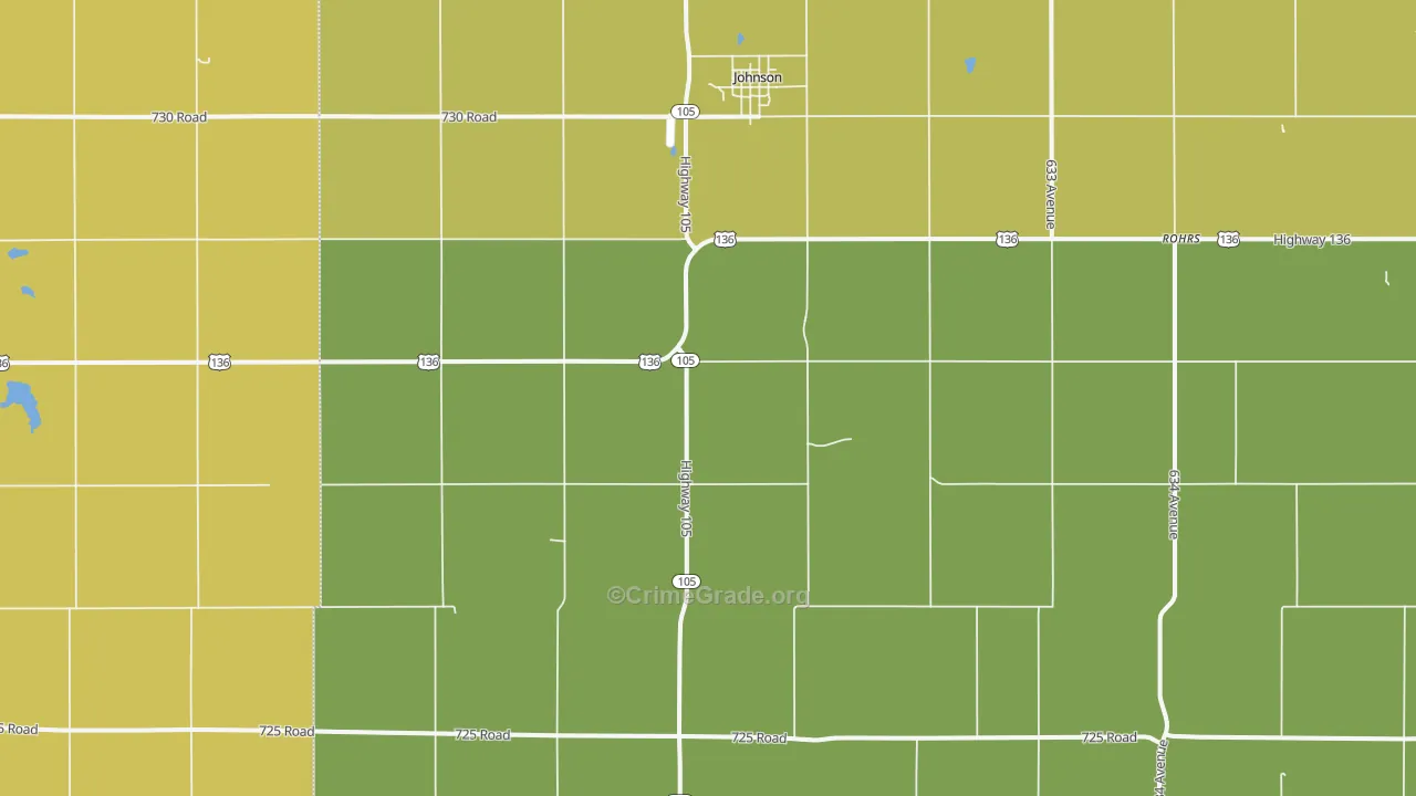 Johnson, NE Map of Burglary Rates