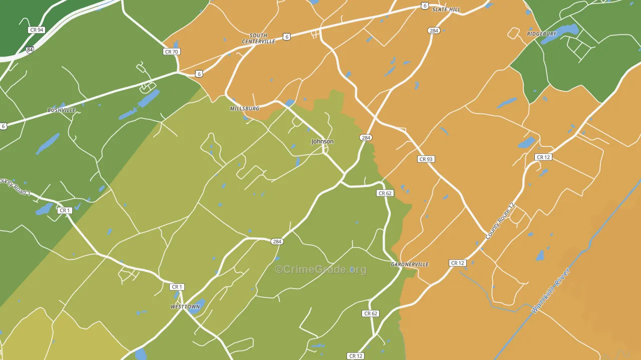 Johnson, NY Map of Burglary Rates
