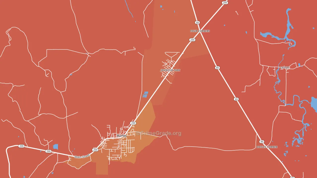 Johnson Park, CA Map of Burglary Rates