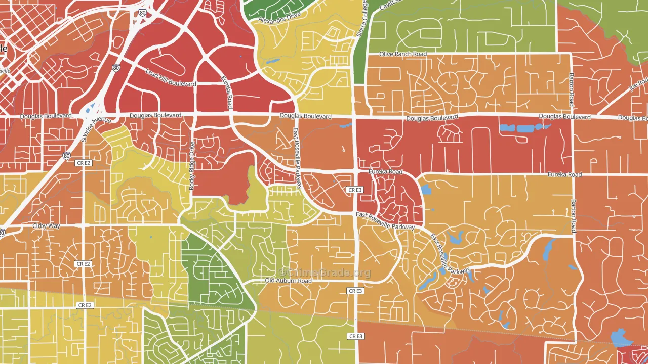 Johnson Ranch, Roseville, CA Map of Burglary Rates