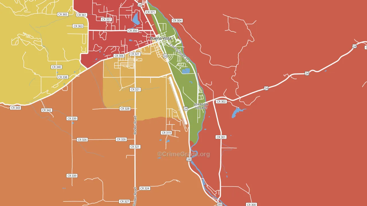 Johnson Village, CO Map of Burglary Rates