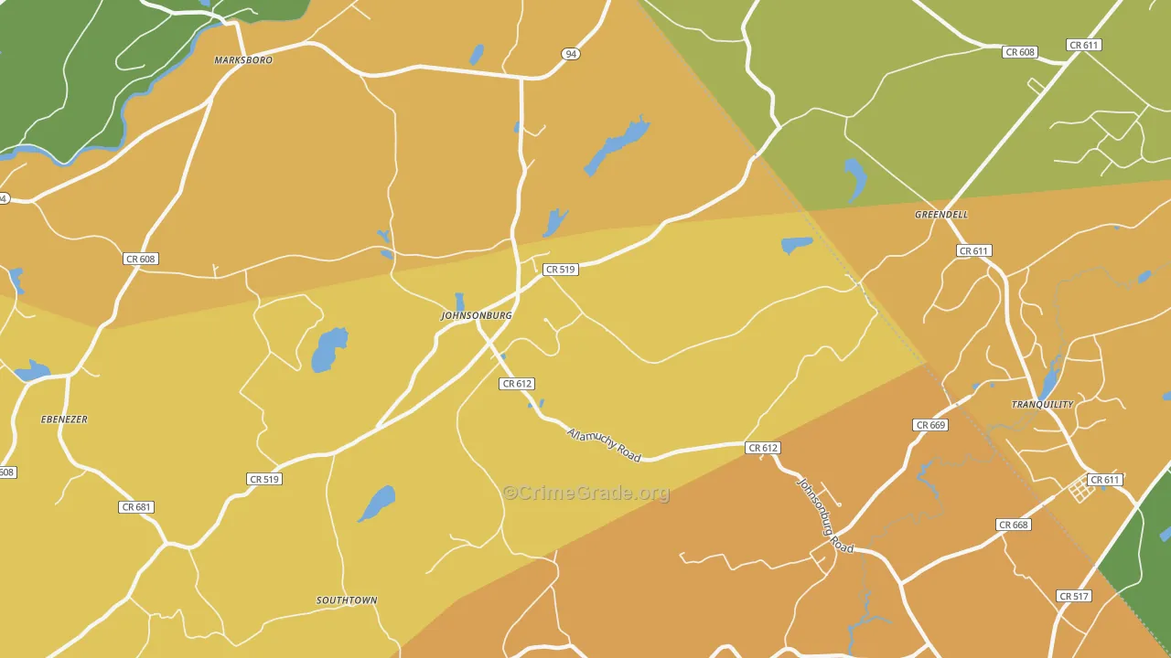 Johnsonburg, NJ Map of Burglary Rates